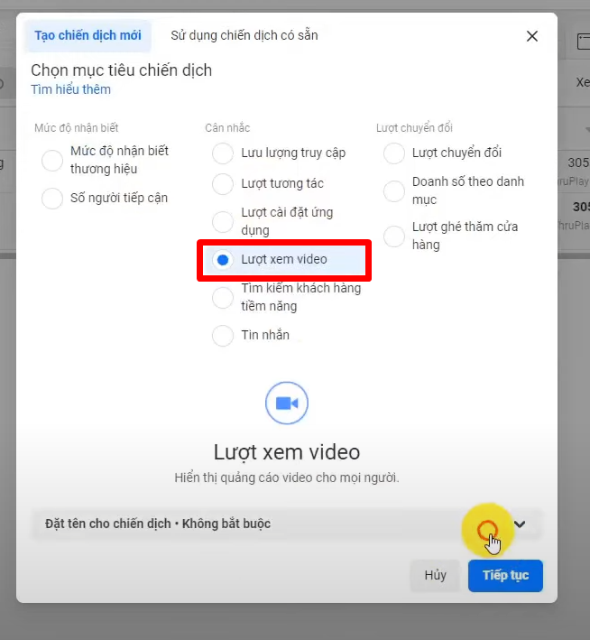 Tạo chiến dịch quảng cáo cho page ads live